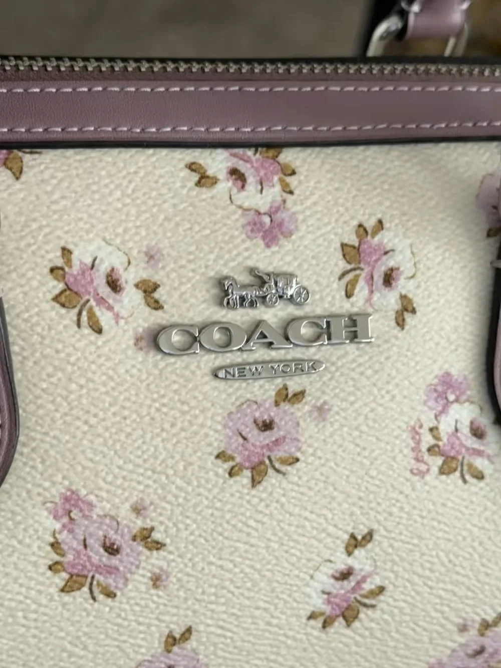 Brand NWT limited edition Coach Floral Mini Satchel in Lilac and Cream